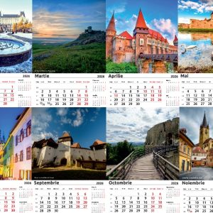 Calendar de perete 12 file, format 33x48 cm, cu imagini Vestigii medievale Romania