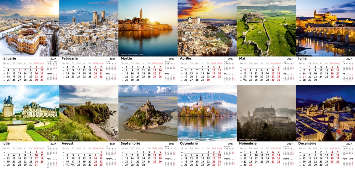 Calendar perete 2027 Castele Europene