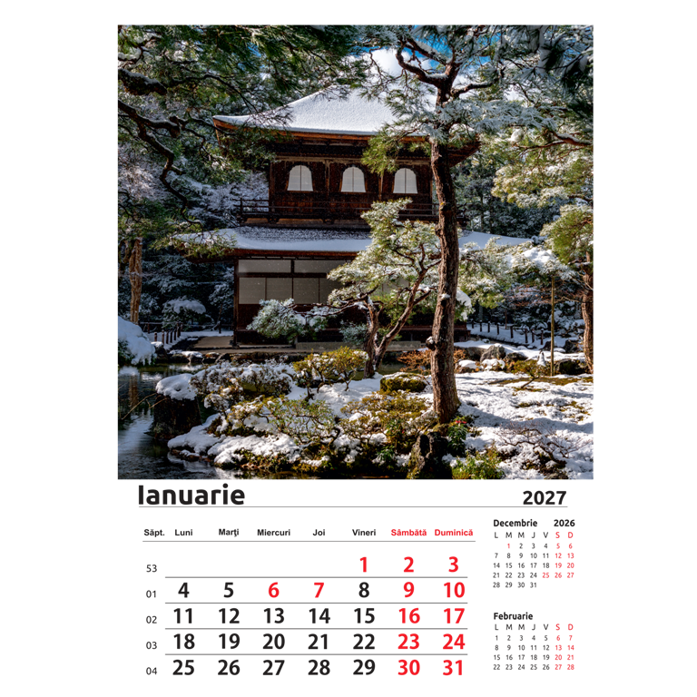 Calendar A3 perete 2027 imagini gradini si flori
