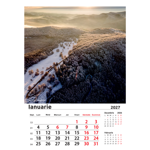 Calendar perete A3-2027 Peiaje Romania